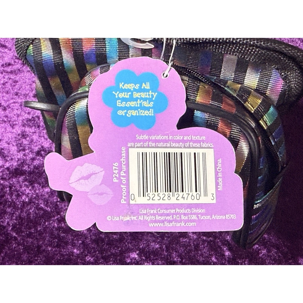 90s Y2K Vtg Lisa Frank Cosmetic Bag Lot Metallic Rainbow Striped Travel‎ Wallet - Picture 12 of 14